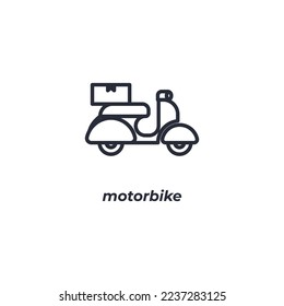 Vector sign motorbike symbol is isolated on a white background. icon color editable.