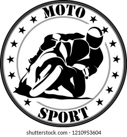 Vector sign of motorcycle racer on fast sportbike