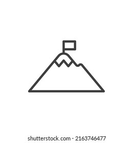 Vector sign of the Mountain with flag symbol is isolated on a white background. Mountain with flag icon color editable.