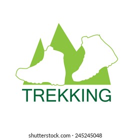 Vector sign mountain trekking
