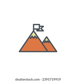 Vector sign of the mountains symbol isolated on a white background. icon color editable.