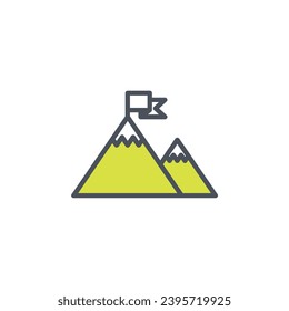 Vector sign of the mountains symbol isolated on a white background. icon color editable.