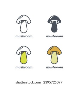 Vector sign of the mushroom symbol isolated on a white background. icon color editable.