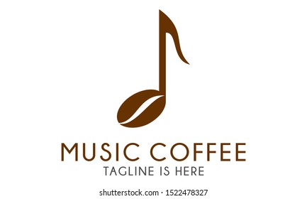 vector sign music coffee bar with bean and note