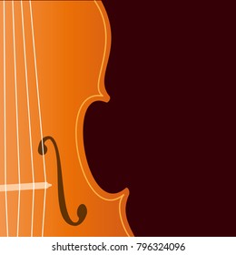 Vector sign music store. Violin on dark background
