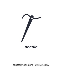 Vector sign needle symbol is isolated on a white background. icon color editable.
