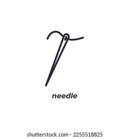 Vector sign needle symbol is isolated on a white background. icon color editable.