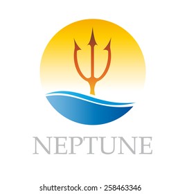 Vector sign Neptune in the sea