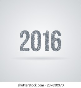 Vector sign for a new 2016 of the curves and crooked lines. Scribble