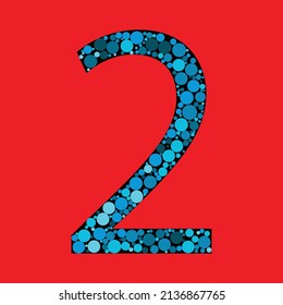 Vector Sign number 2 in the red background. number fill with the circle shapes. vector illustration. eps 10