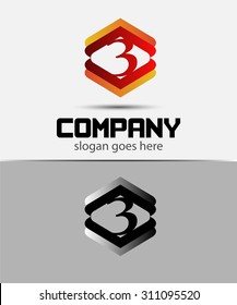 Vector sign number 3 logo 