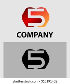 Vector sign number 5 logo 