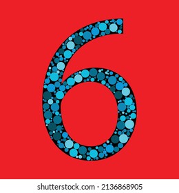 Vector Sign number 6 in the red background. number fill with the circle shapes. vector illustration. eps 10