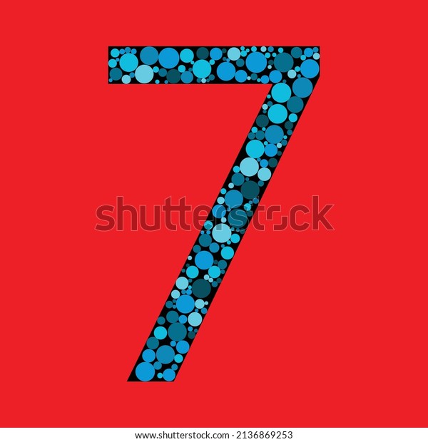 Vector Sign Number 7 Red Background Stock Vector (Royalty Free
