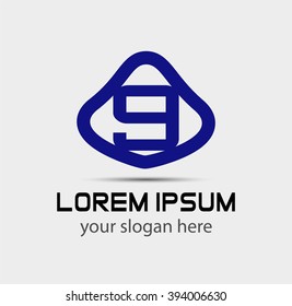 Vector sign number 9 logo icon

