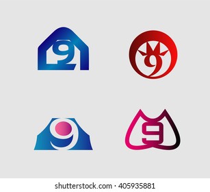 Vector sign number 9 logo
