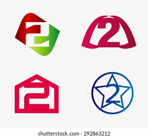 Vector sign number two logo set
