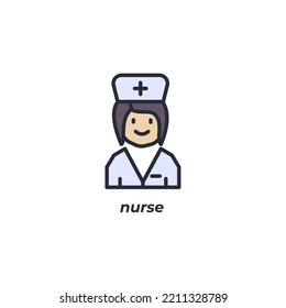 Vector sign nurse symbol is isolated on a white background. icon color editable.