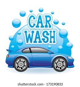 Vector sign on white. Car wash.