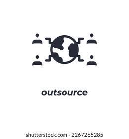 Vector sign outsource symbol is isolated on a white background. icon color editable.