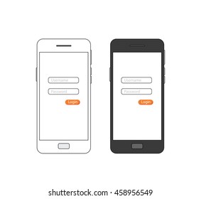 Vector of Sign in page on smartphone screen concept for web banners, web sites login
