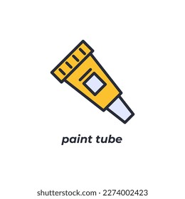 Vector sign paint tube symbol is isolated on a white background. icon color editable.