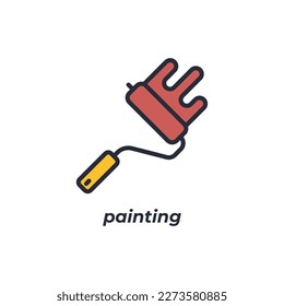 Vector sign painting symbol is isolated on a white background. icon color editable.