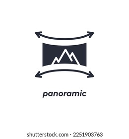 El símbolo panorámico del signo vector está aislado en un fondo blanco. color de icono modificable.