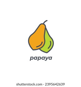 Vector sign of the papaya symbol isolated on a white background. icon color editable.