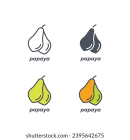 Vector sign of the papaya symbol isolated on a white background. icon color editable.