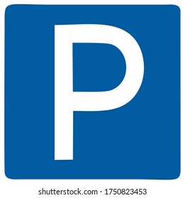Vector sign Parking space in the form of the English letter "P" on a blue background