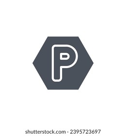 Signo vectorial del símbolo de estacionamiento aislado en un fondo blanco. color de icono modificable.