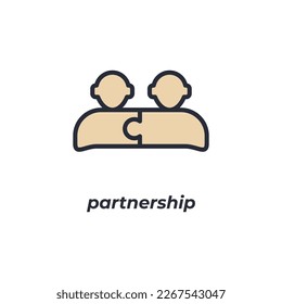 Vector sign partnership symbol is isolated on a white background. icon color editable.