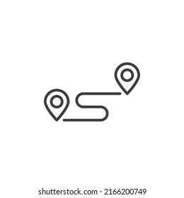 Vector sign of the Path route symbol is isolated on a white background. Path route icon color editable.