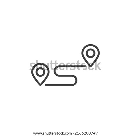 Vector sign of the Path route symbol is isolated on a white background. Path route icon color editable.