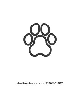 Vector sign of the paw print symbol is isolated on a white background. paw print icon color editable.
