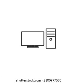 Vector sign of the pc symbol is isolated on a white background. pc icon color editable.