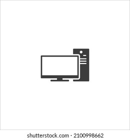 El signo vectorial del símbolo pc está aislado en un fondo blanco. color del icono pc editable.
