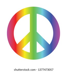 vector sign for peace, colored with rainbow gradient, as a symbol of love 