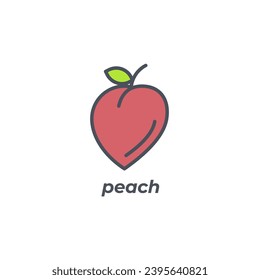 Vector sign of the peach symbol isolated on a white background. icon color editable.