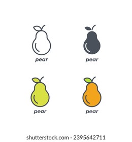 Signo vectorial del símbolo de pera aislado en un fondo blanco. color de icono modificable.