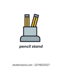 Vector sign pencil stand symbol is isolated on a white background. icon color editable.