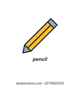 Vector sign pencil symbol is isolated on a white background. icon color editable.
