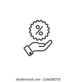 Vector sign of the Percentage on hand symbol is isolated on a white background. Percentage on hand icon color editable.