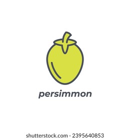 Vektorzeichen des Persimmonsymbol einzeln auf weißem Hintergrund. Symbolfarbe editierbar.