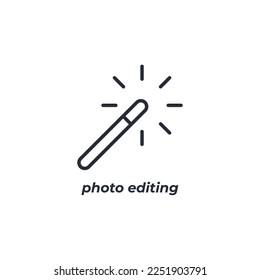 Vector sign photo editing symbol is isolated on a white background. icon color editable.