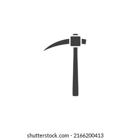 Vector sign of the Pickaxe symbol is isolated on a white background. Pickaxe icon color editable.