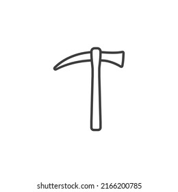 Vector sign of the Pickaxe symbol is isolated on a white background. Pickaxe icon color editable.