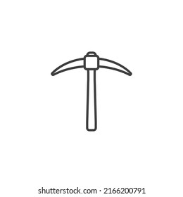 El signo vector del símbolo Pickaxe se aísla sobre un fondo blanco. Color del icono de paginación modificable.