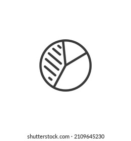 Vector sign of the pie symbol is isolated on a white background. pie icon color editable.
